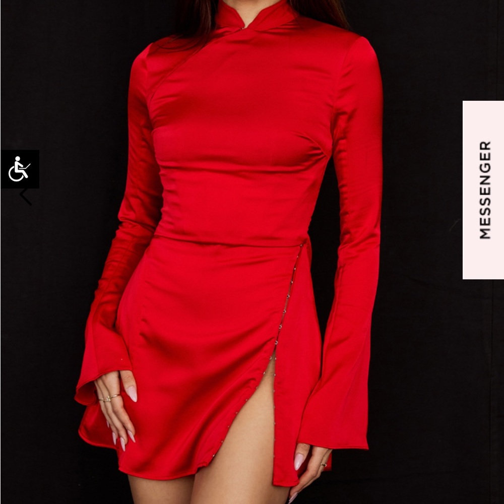 House of CB longsleeve red dress